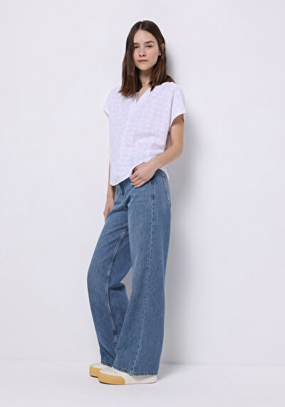 Image de Blouse À Manches Courtes Blanc Regular Fit Manches Courtes Femme