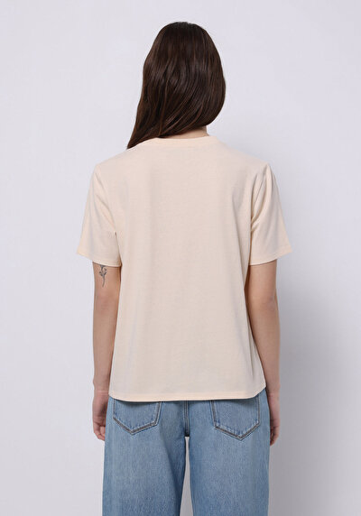 Image de T-shirt À Manches Courtes Beige Regular Fit Imprimé Femme