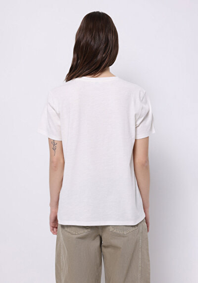Image de T-shirt À Manches Courtes Blanc Regular Fit Imprimé Femme