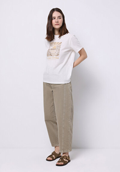 Image de T-shirt À Manches Courtes Blanc Regular Fit Imprimé Femme