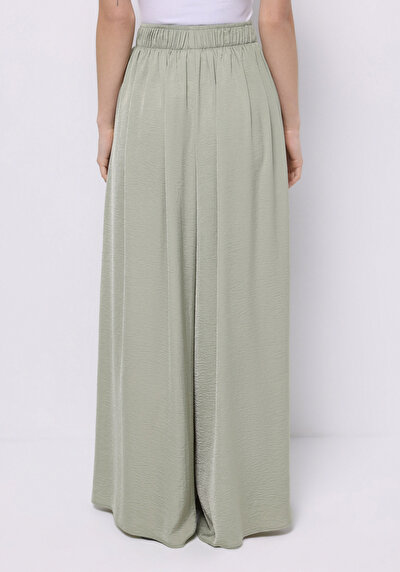 Image de Pantalon Vert Wide Leg High Rise En Satin Regular Fit Femme