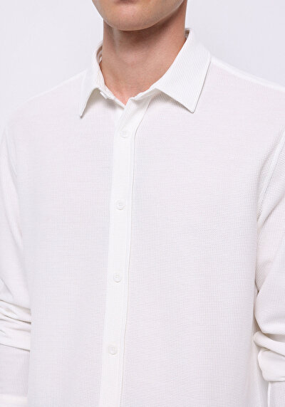 Image de Chemise À Manches Longues Blanc Regular Fit Droit Ratière Homme