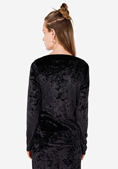 Image de T-shirt À Manches Longues Noir Slim Fit  Femme