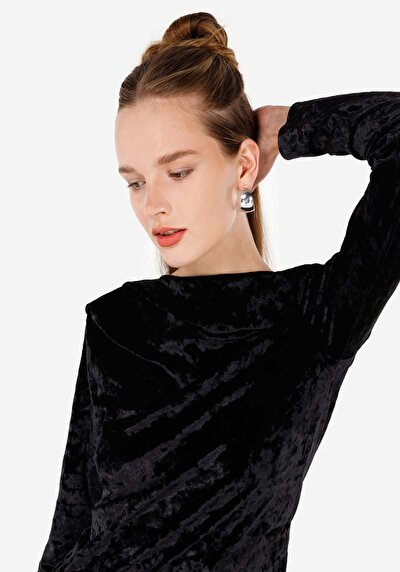 Image de T-shirt À Manches Longues Noir Slim Fit  Femme