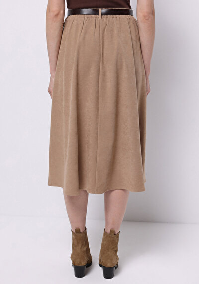 Image de Jupe Beige Midi Droit Ratière Mdi Femme
