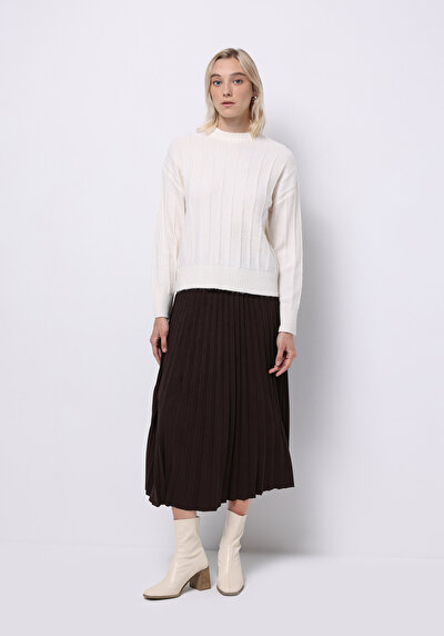 Image de Jupe Marron Regular Fit Droit Mdi Femme