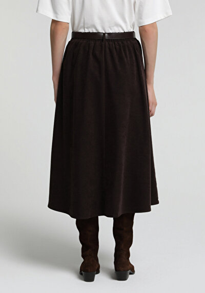 Image de Jupe Marron Midi Droit Ratière Mdi Femme