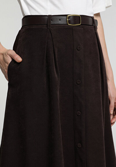 Image de Jupe Marron Midi Droit Ratière Mdi Femme