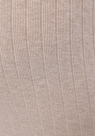 Afficher les détails de Jupe Beige Slim Fit Droit Côtelé Mdi Femme