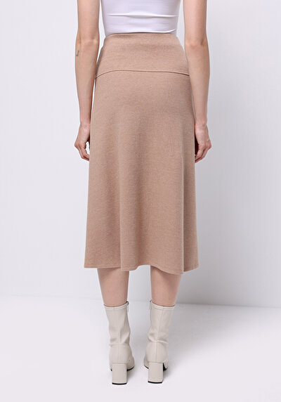 Image de Jupe Beige Regular Fit Droit Mdi Femme