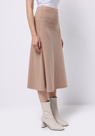 Image de Jupe Beige Regular Fit Droit Mdi Femme