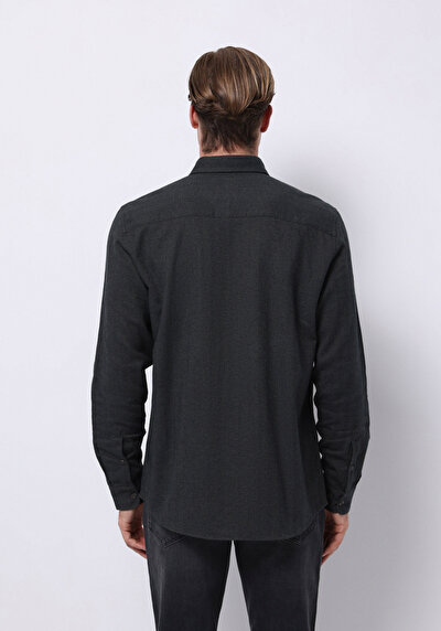 Image de Chemise À Manches Longues Kaki Regular Fit Droit Sergé Homme