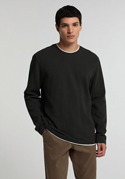 Image de T-shirt À Manches Longues Kaki Regular Fit Homme