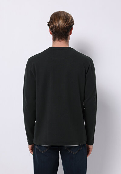 Image de T-shirt À Manches Longues Kaki Regular Fit Homme
