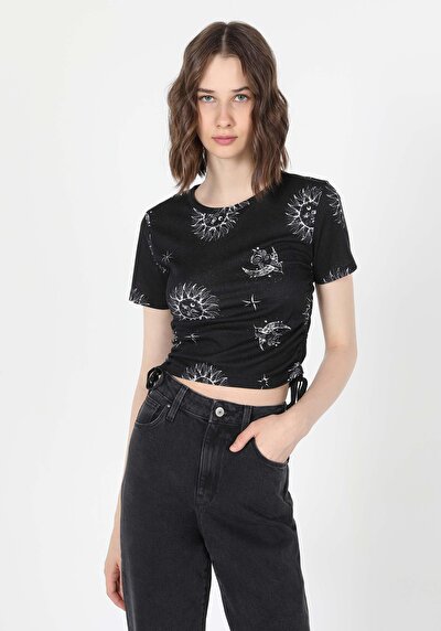 Image de T-shirt À Manches Courtes Noir   Femme