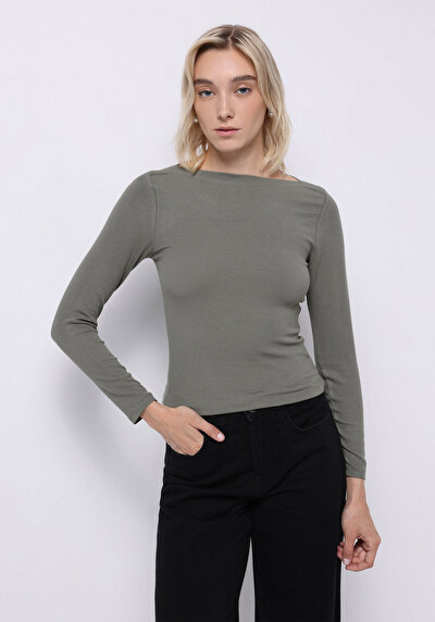 Image de T-shirt Vert Slim Fit Manches Longues  Femme