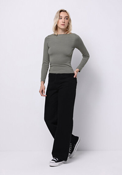 Image de T-shirt Vert Slim Fit Manches Longues Femme