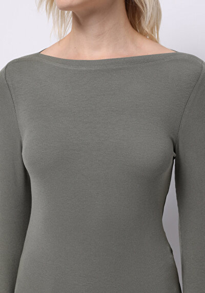 Image de T-shirt Vert Slim Fit Manches Longues Femme