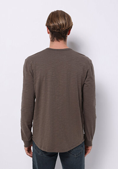 Image de T-shirt À Manches Longues Marron Regular Fit  Homme