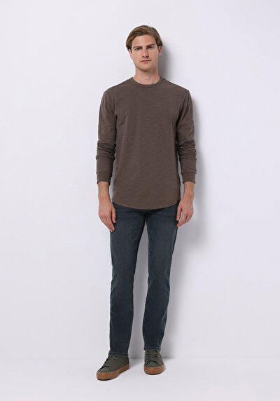 Image de T-shirt À Manches Longues Marron Regular Fit  Homme