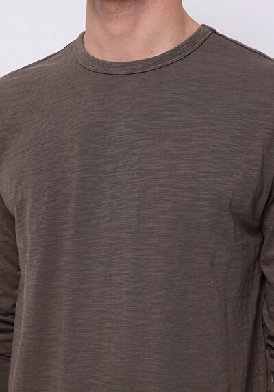 Image de T-shirt À Manches Longues Marron Regular Fit  Homme