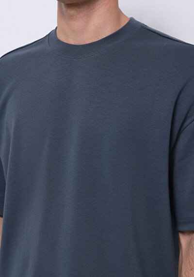 Image de T-shirt À Manches Courtes Bleu Oversize Fit Droit Homme