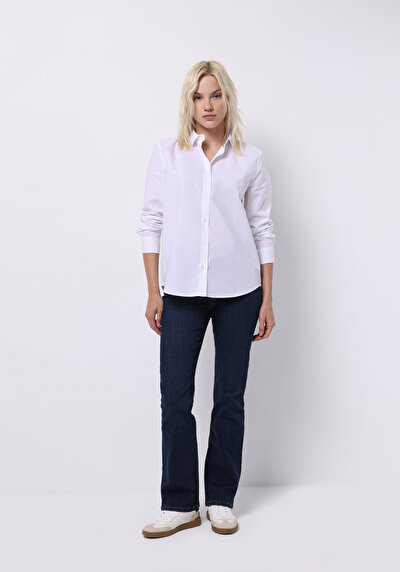 Image de Chemise À Manches Longues Blanc Regular Fit Droit Uni Femme