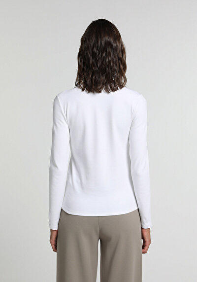 Image de T-shirt À Manches Longues Blanc Slim Fit Femme