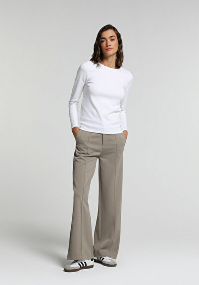 Image de T-shirt À Manches Longues Blanc Slim Fit Femme