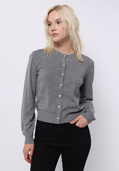 Image de Cardigan Tricot Gris Slim Fit Femme