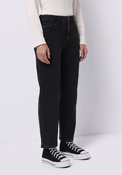 Image de 884 Lauren Pantalon Straight Leg High Rise En Jean Straight Fit Femme