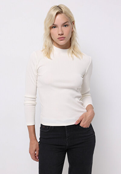 Image de T-shirt Blanc Slim Fit Manches Longues  Femme