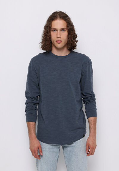 Image de T-shirt À Manches Longues Bleu Regular Fit  Homme
