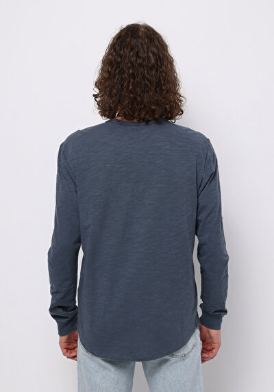Image de T-shirt À Manches Longues Bleu Regular Fit  Homme