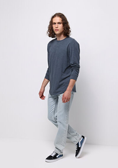 Image de T-shirt À Manches Longues Bleu Regular Fit  Homme