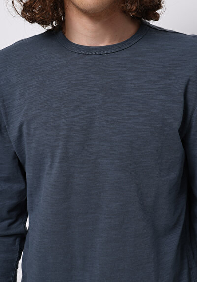 Image de T-shirt À Manches Longues Bleu Regular Fit  Homme