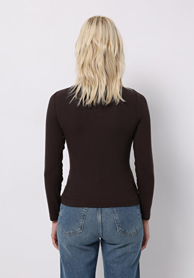 Image de T-shirt Marron Slim Fit Manches Longues Femme