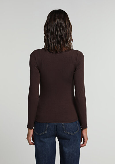 Image de T-shirt Marron Slim Fit Manches Longues Femme