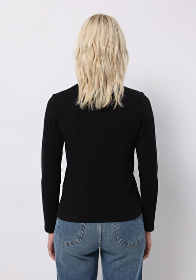 Afficher les détails de T-shirt À Manches Longues Noir Slim Fit  Femme
