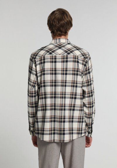Image de Chemise À Manches Longues Ecru Regular Fit Plaid Sergé Homme