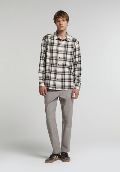 Image de Chemise À Manches Longues Ecru Regular Fit Plaid Sergé Homme