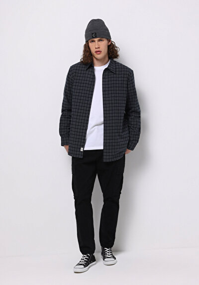 Image de Chemise À Manches Longues Marine Regular Fit Plaid Sergé Homme