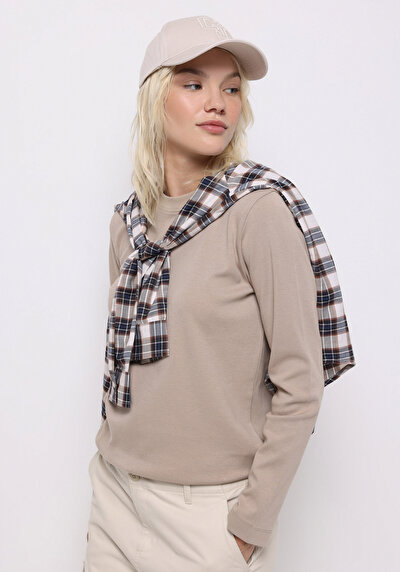 Image de T-shirt À Manches Longues Beige Regular Fit  Femme