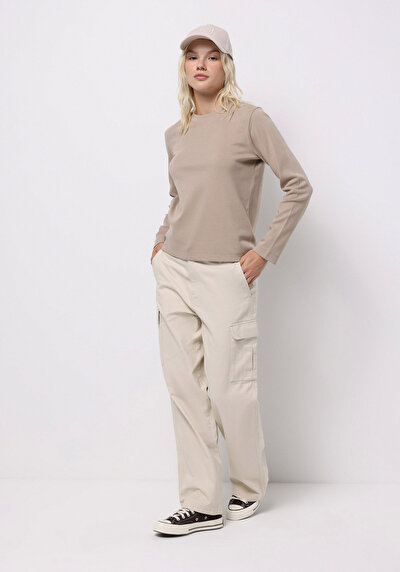 Image de T-shirt À Manches Longues Beige Regular Fit Femme