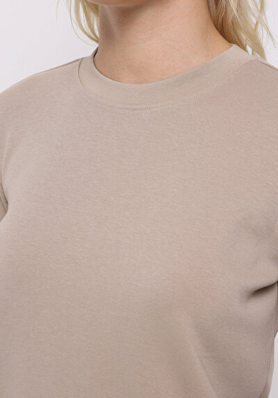 Image de T-shirt À Manches Longues Beige Regular Fit Femme