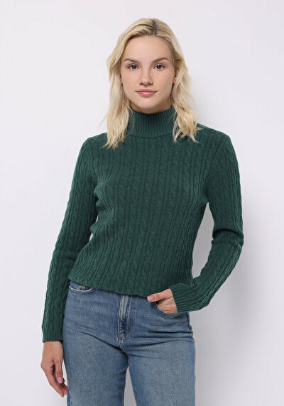 Afficher les détails de Pull Vert Regular Fit Manches Longues  Femme