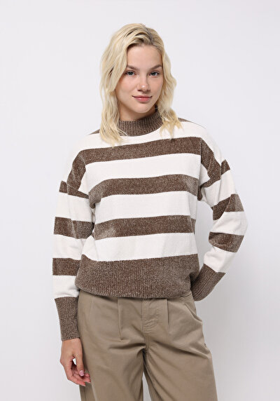 Image de Pull Marron Regular Fit Manches Longues  Femme