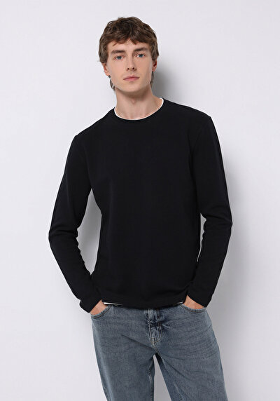 Image de T-shirt À Manches Longues Noir Regular Fit Homme
