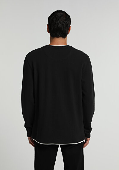 Image de T-shirt À Manches Longues Noir Regular Fit Homme