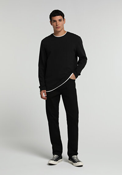 Image de T-shirt À Manches Longues Noir Regular Fit Homme